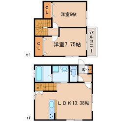 静岡駅 バス17分  ポリテクセンター前下車：停歩3分 1-2階の物件間取画像